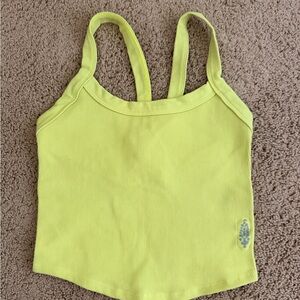 FP Movement by Free People Neon Lime Ribbed Double-Strap Tank